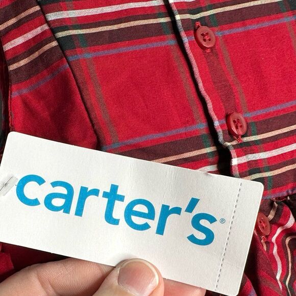 Carter’s Red Plaid Christmas Holiday Dress Only Red Bows Size 3 Months NEW NWT - Picture 8 of 8